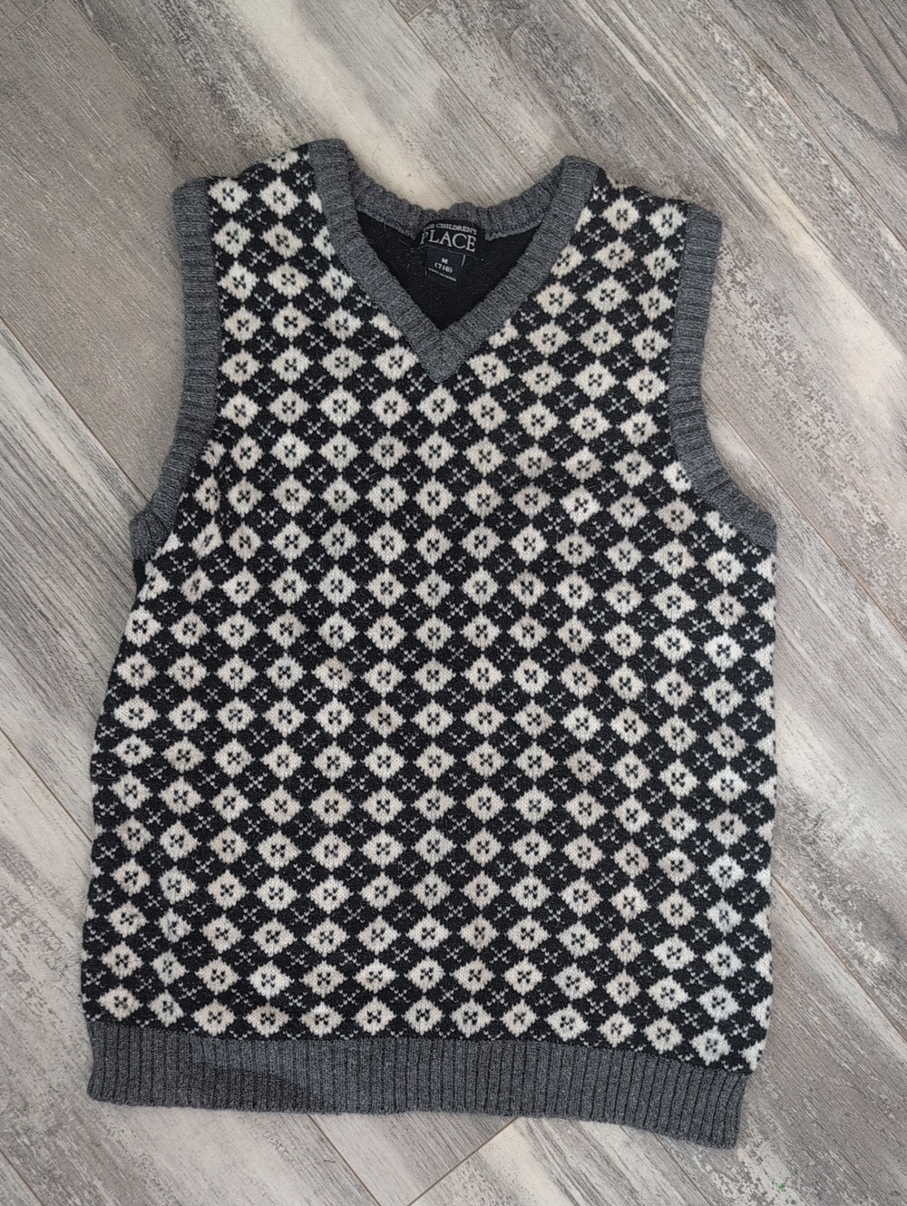 The Children's Place Gray & White V-Neck Sweater Vest